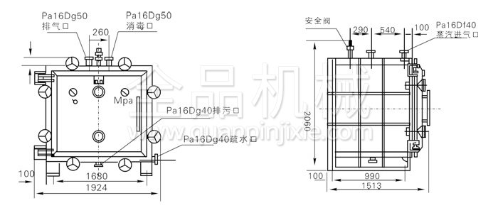 方形靜態(tài)真空干燥機(jī)結(jié)構(gòu)示意圖